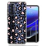 Motorola Moto G Stylus 5G 2022 Cute Pink Leopard Print Hearts Valentines Day Love Double Layer Phone Case Cover