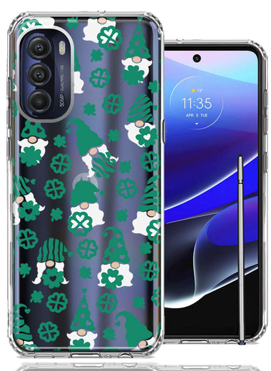 Motorola Moto G Stylus 4G 2022 Lucky Green St Patricks Day Cute Gnomes Shamrock Polkadots Double Layer Phone Case Cover