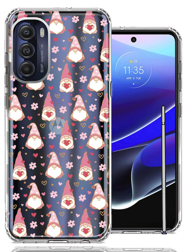 Motorola Moto G Stylus 5G 2022 Pink Blush Valentines Day Flower Hearts Gnome Characters Cute Double Layer Phone Case Cover