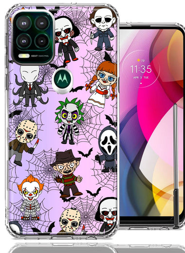 Motorola Moto G Stylus 5G Classic Haunted Horror Halloween Nightmare Characters Spider Webs Design Double Layer Phone Case Cover