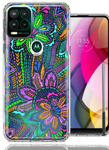 Motorola Moto G Stylus 5G Colorful Summer Flowers Doodle Art Design Double Layer Phone Case Cover