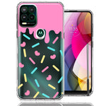Motorola Moto G Stylus 5G Pink Drip Frosting Cute Heart Sprinkles Kawaii Cake Design Double Layer Phone Case Cover