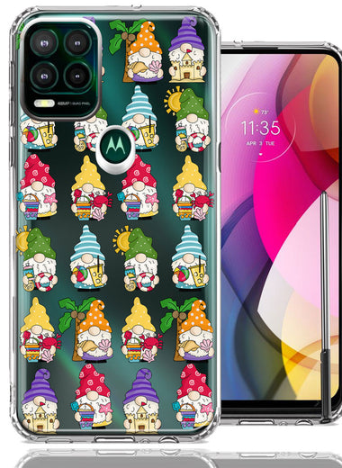 Motorola Moto G Stylus 5G Summer Beach Cute Gnomes Sand Castle Shells Palm Trees Double Layer Phone Case Cover