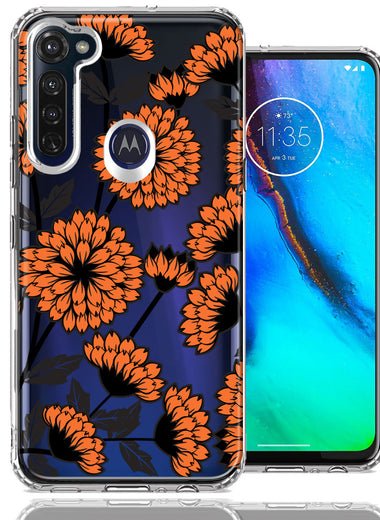 Motorola Moto G Stylus Orange Chrysanthemum Flowers Design Double Layer Phone Case Cover