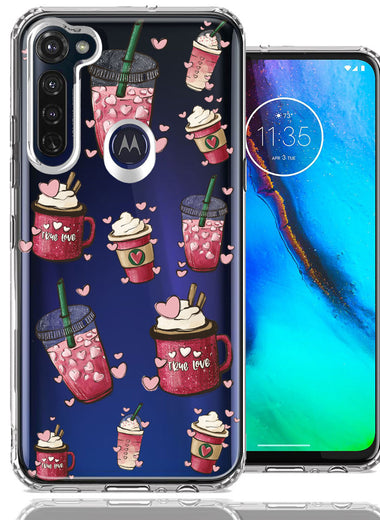 Motorola Moto G Stylus Coffee Lover Valentine's Hearts Pink Drink Latte Double Layer Phone Case Cover