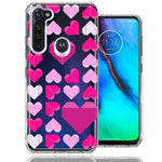 Motorola Moto G Stylus Pink Purple Origami Valentine's Day Polkadot Hearts Design Double Layer Phone Case Cover
