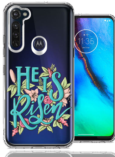 Motorola Moto G Stylus He Is Risen Text Easter Jesus Christian Flowers Double Layer Phone Case Cover