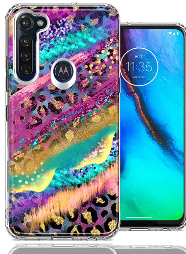 Motorola Moto G Stylus Leopard Paint Colorful Beautiful Abstract Milkyway Double Layer Phone Case Cover