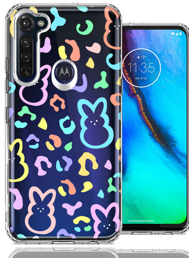 Motorola Moto G Stylus Leopard Easter Bunny Candy Colorful Rainbow Double Layer Phone Case Cover