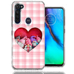 Motorola Moto G Stylus Valentine's Day Garden Gnomes Heart Love Pink Plaid Double Layer Phone Case Cover