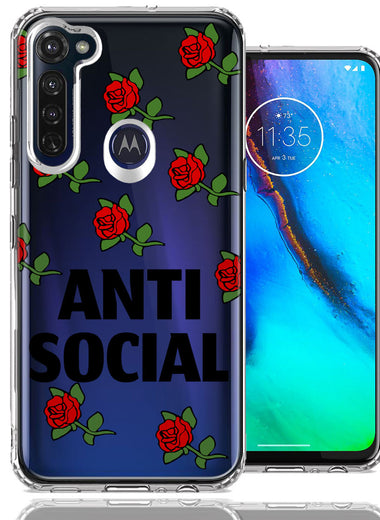 Motorola Moto G Stylus Anti Social Roses Design Double Layer Phone Case Cover
