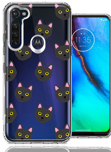 Motorola Moto G Stylus Black Cat Polkadots Design Double Layer Phone Case Cover