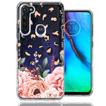 For Motorola Moto G Stylus 2020 Classy Blush Peach Peony Rose Flowers Leopard Phone Case Cover