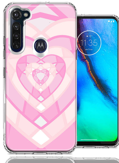 Motorola Moto G Stylus Pink Gem Hearts Design Double Layer Phone Case Cover