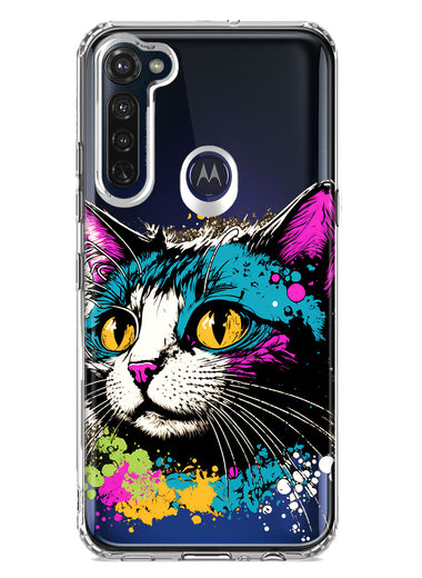 Motorola Moto G Stylus Cool Cat Oil Paint Pop Art Hybrid Protective Phone Case Cover