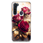 Motorola Moto G Stylus Romantic Elegant Gold Marble Red Roses Double Layer Phone Case Cover