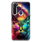 Motorola Moto G Stylus Neon Rainbow Galaxy Cat Hybrid Protective Phone Case Cover