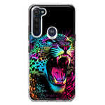 Motorola Moto G Stylus Neon Rainbow Glow Colorful Leopard Hybrid Protective Phone Case Cover