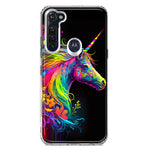 Motorola Moto G Stylus Neon Rainbow Glow Unicorn Floral Hybrid Protective Phone Case Cover