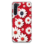 Motorola Moto G Stylus Cute White Red Daisies Polkadots Double Layer Phone Case Cover