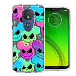 Motorola E5 Plus/G7 Power Bright Rainbow Nightmare Skulls Spooky Season Halloween Design Double Layer Phone Case Cover
