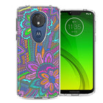 Motorola E5 Plus/G7 Power Colorful Summer Flowers Doodle Art Design Double Layer Phone Case Cover