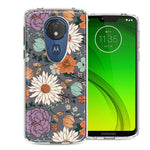 Motorola E5 Plus/G7 Power Feminine Classy Flowers Fall Toned Floral Wallpaper Style Double Layer Phone Case Cover