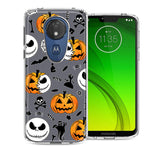 Motorola E5 Plus/G7 Power Halloween Jack-O-Lantern Pumpkin Skull Spooky Design Double Layer Phone Case Cover
