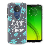 Motorola E5 Plus/G7 Power Christmas Holiday Let It Snow Winter Blue Snowflakes Design Double Layer Phone Case Cover