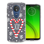 Motorola E5 Plus/G7 Power Winter Joy Snow Peppermint Candy Cane Heart Festive Christmas Double Layer Phone Case Cover
