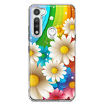 Motorola Moto G Fast Colorful Rainbow Daisies Blue Pink White Green Double Layer Phone Case Cover