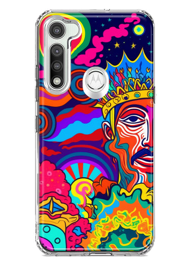Motorola Moto G Fast Neon Rainbow Psychedelic Indie Hippie Indie King Hybrid Protective Phone Case Cover