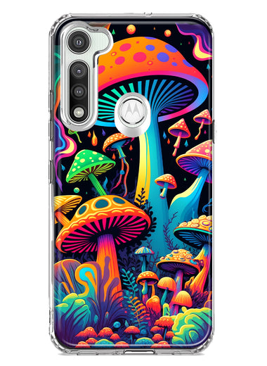 Motorola Moto G Fast Neon Rainbow Psychedelic Indie Hippie Mushrooms Hybrid Protective Phone Case Cover