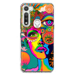Motorola Moto G Fast Neon Rainbow Psychedelic Hippie One Eye Pop Art Hybrid Protective Phone Case Cover