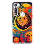 Motorola Moto G Fast Neon Rainbow Psychedelic Indie Hippie Sun Moon Hybrid Protective Phone Case Cover