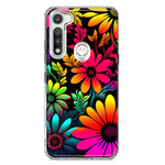 Motorola Moto G Fast Neon Rainbow Glow Colorful Abstract Flowers Floral Hybrid Protective Phone Case Cover