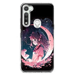 Motorola Moto G Fast Kawaii Manga Pink Cherry Blossom Dreaming Moon Girl Hybrid Protective Phone Case Cover