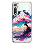 Motorola Moto G Fast Kawaii Manga Pink Cherry Blossom Japanese Sky Floral Ocean Hybrid Protective Phone Case Cover
