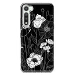 Motorola Moto G Fast Line Drawing Art White Floral Flowers Hybrid Protective Phone Case Cover