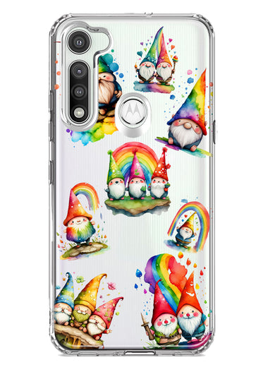 Motorola Moto G Fast Colorful Neon Glow Rainbow Gnomes Painting Hybrid Protective Phone Case Cover