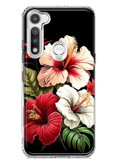 Motorola Moto G Fast Pink Red Hibiscus Wild Flowers Floral Hybrid Protective Phone Case Cover