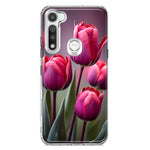 Motorola Moto G Fast Pink Tulip Flowers Floral Hybrid Protective Phone Case Cover