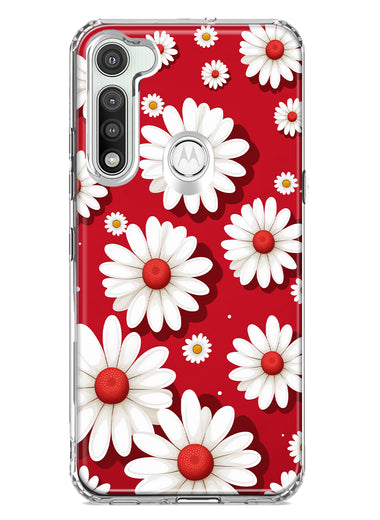 Motorola Moto G Fast Cute White Red Daisies Polkadots Double Layer Phone Case Cover