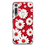 Motorola Moto G Fast Cute White Red Daisies Polkadots Double Layer Phone Case Cover