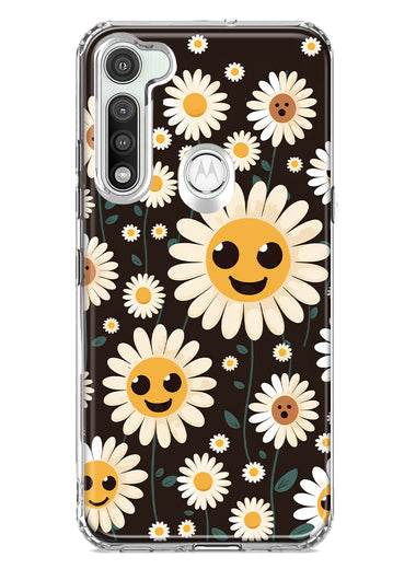 Motorola Moto G Fast Cute Smiley Face White Daisies Double Layer Phone Case Cover