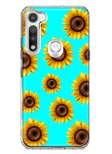 Motorola Moto G Fast Yellow Sunflowers Polkadot on Turquoise Teal Double Layer Phone Case Cover