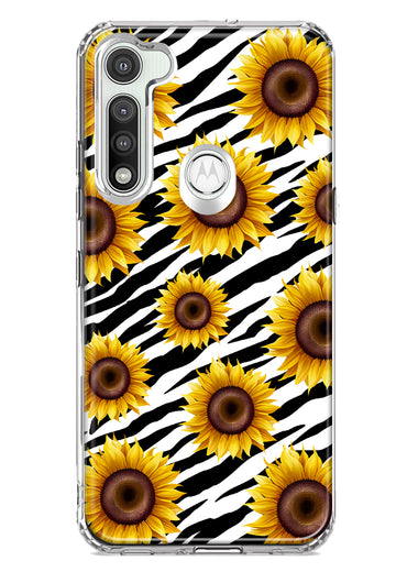 Motorola Moto G Fast White Zebra Sunflowers Polkadots Double Layer Phone Case Cover