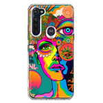 Motorola Moto G Stylus Neon Rainbow Psychedelic Hippie One Eye Pop Art Hybrid Protective Phone Case Cover