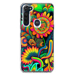 Motorola Moto G Stylus Neon Rainbow Psychedelic Indie Hippie Sunflowers Hybrid Protective Phone Case Cover