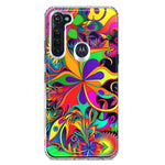 Motorola Moto G Stylus Neon Rainbow Psychedelic Hippie Wild Flowers Hybrid Protective Phone Case Cover